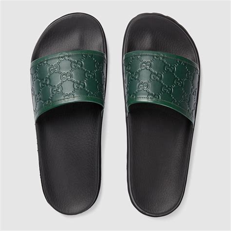 green gucci slides men's